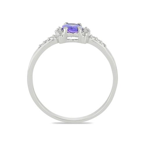 STERLING SILVER NATURAL TANZANITE GEMSTONE CLASSIC RING